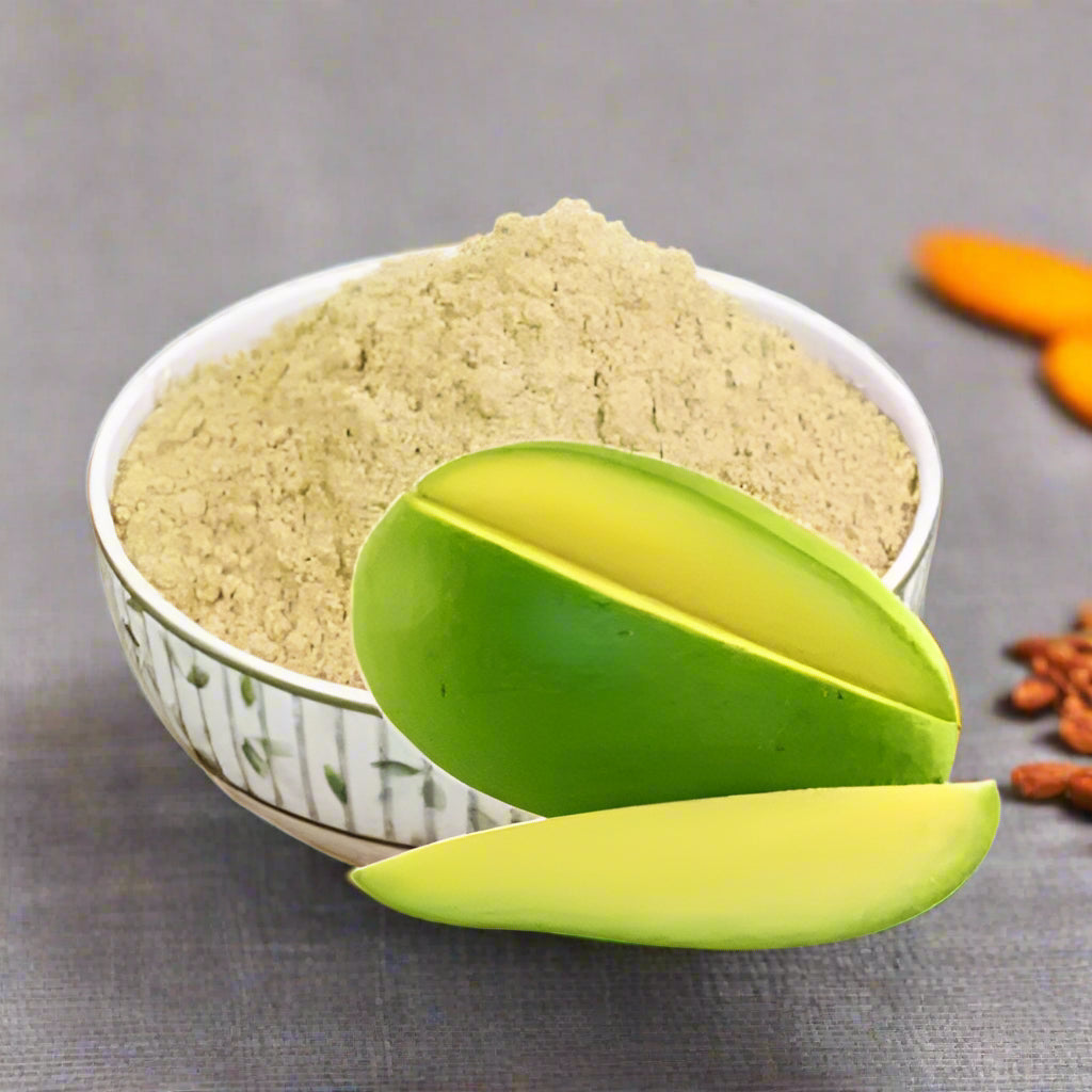 Keri Powder Amchoor Dry Green Mango Powder in Transparent Pouch Premium Quality Pakistan
