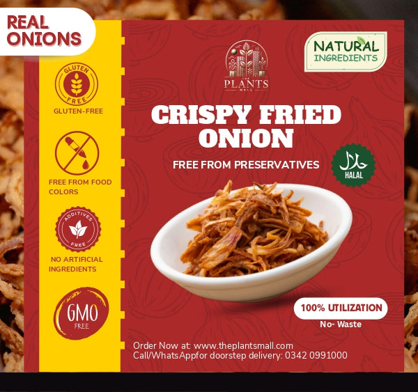 Premium Crispy Fried Onions - Non-Coated | 100% Real Onion Flakes | Gluten-Free Birista for Biryani, Pulao & Restaurant Cooking