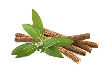 Dried organic licorice root pieces – natural herbal medicine for cough, sore throat and digestion