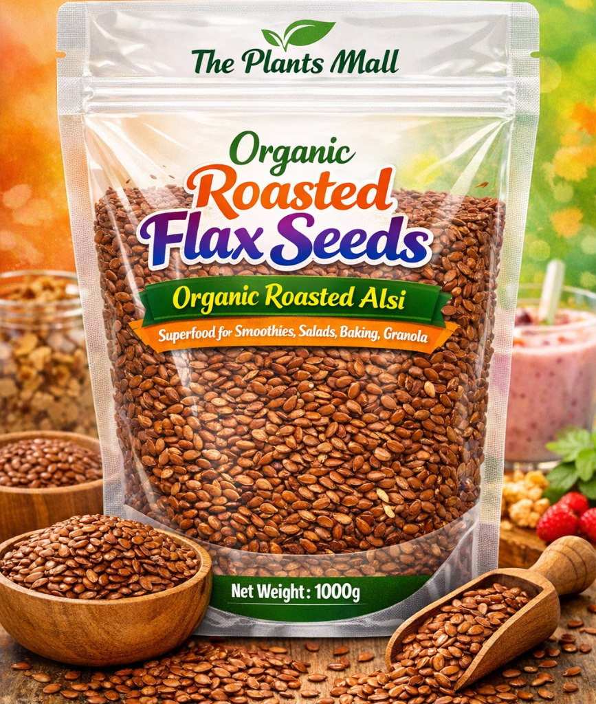 Ready-to-eat roasted brock flax seeds, alsi seeds,  no grinding required for quick nutrition