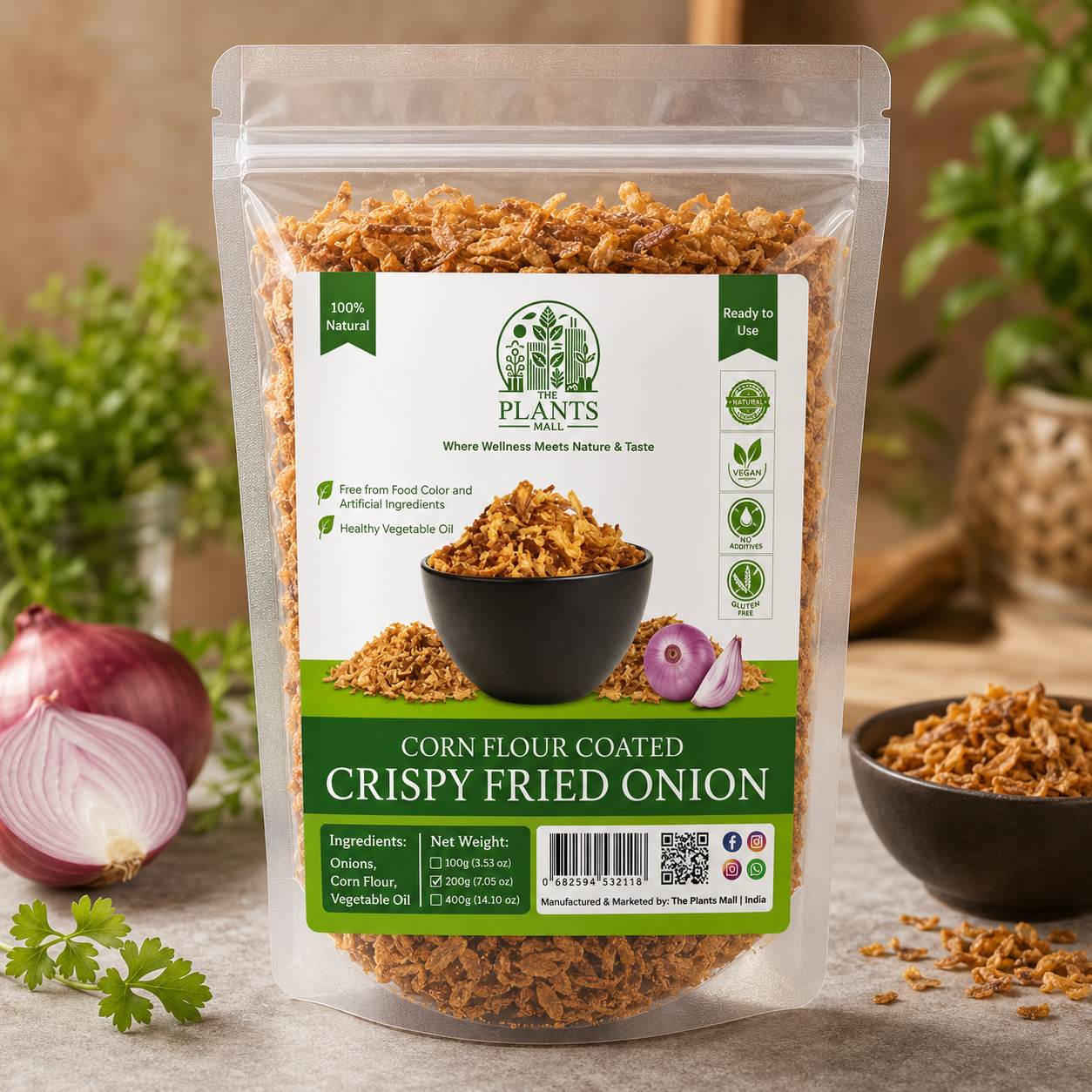 Crispy Fried Onion – Corn Starch Coated - Extra Crispy Golden Brown Onions for Biryani, Pulao & Cooking