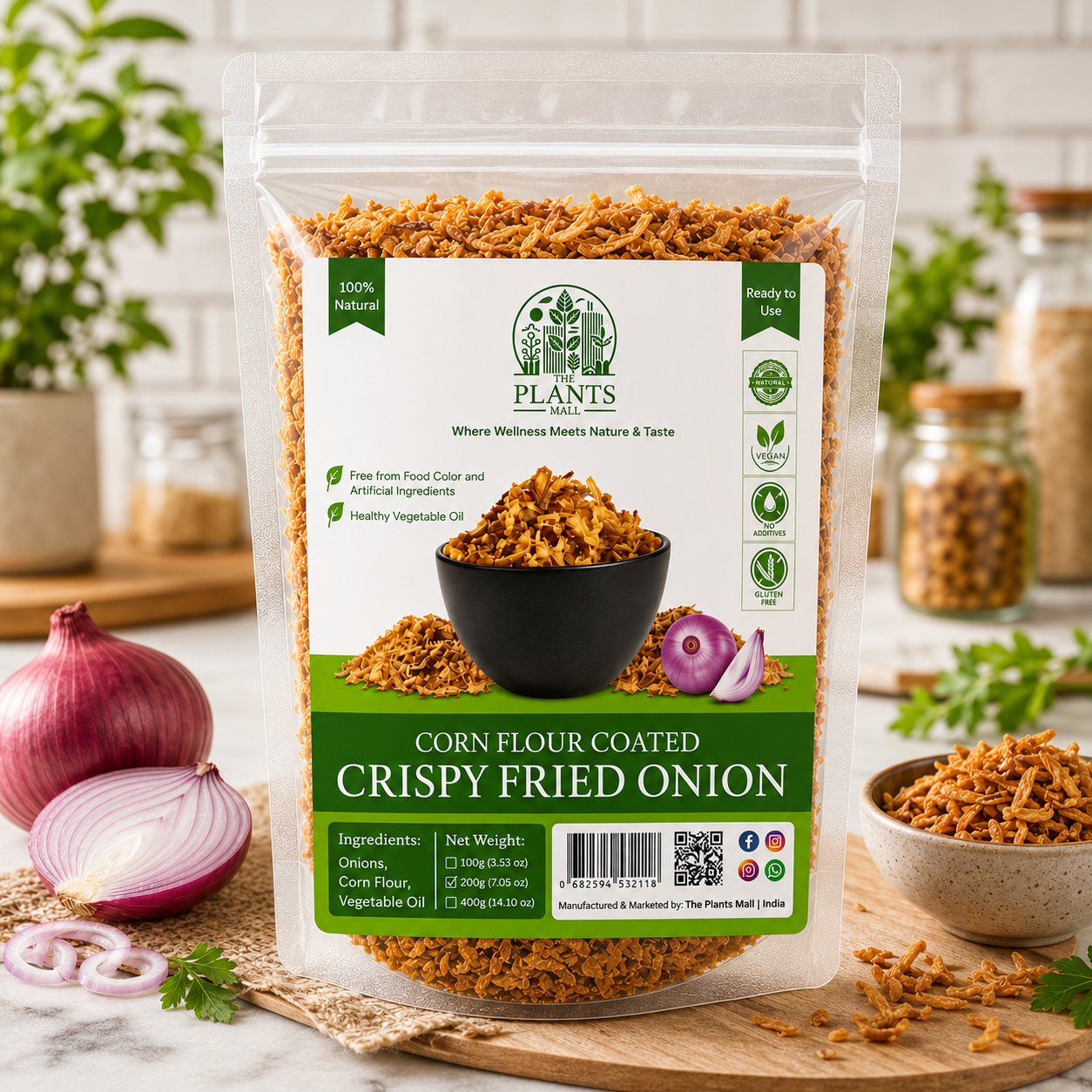 Crispy Fried Onion – Corn Starch Coated - Extra Crispy Golden Brown Onions for Biryani, Pulao & Cooking