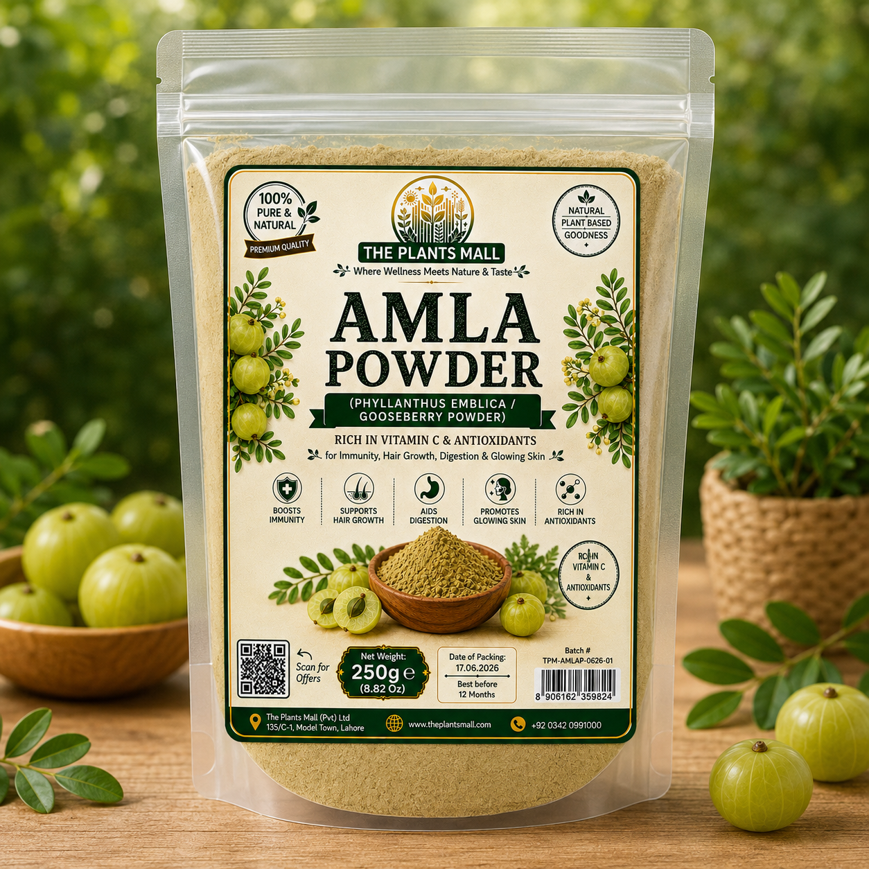 100% Pure Organic Gooseberry Powder for Hair Growth and Skin Care