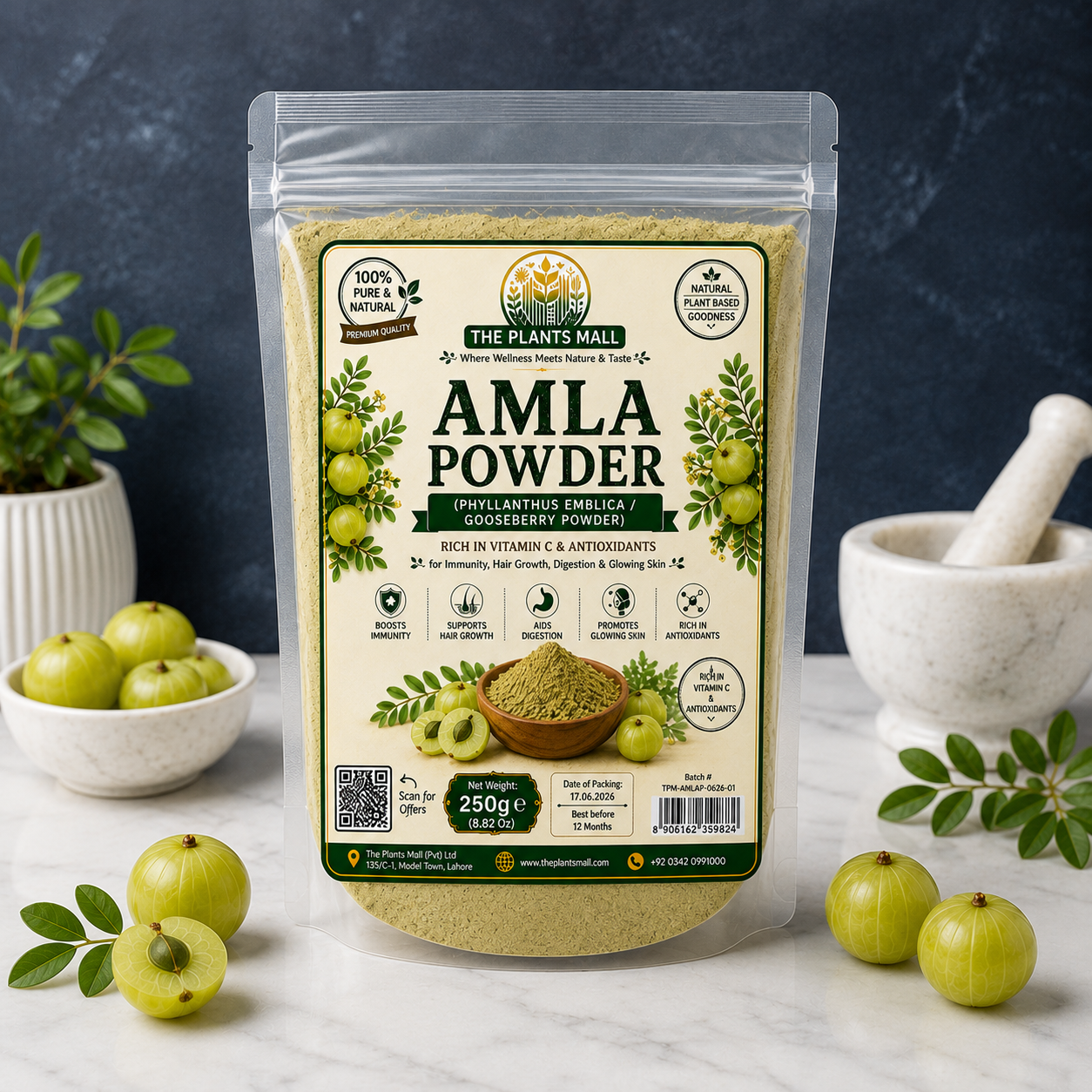 Organic Amla Powder Rich in Vitamin C for Immunity and Wellness