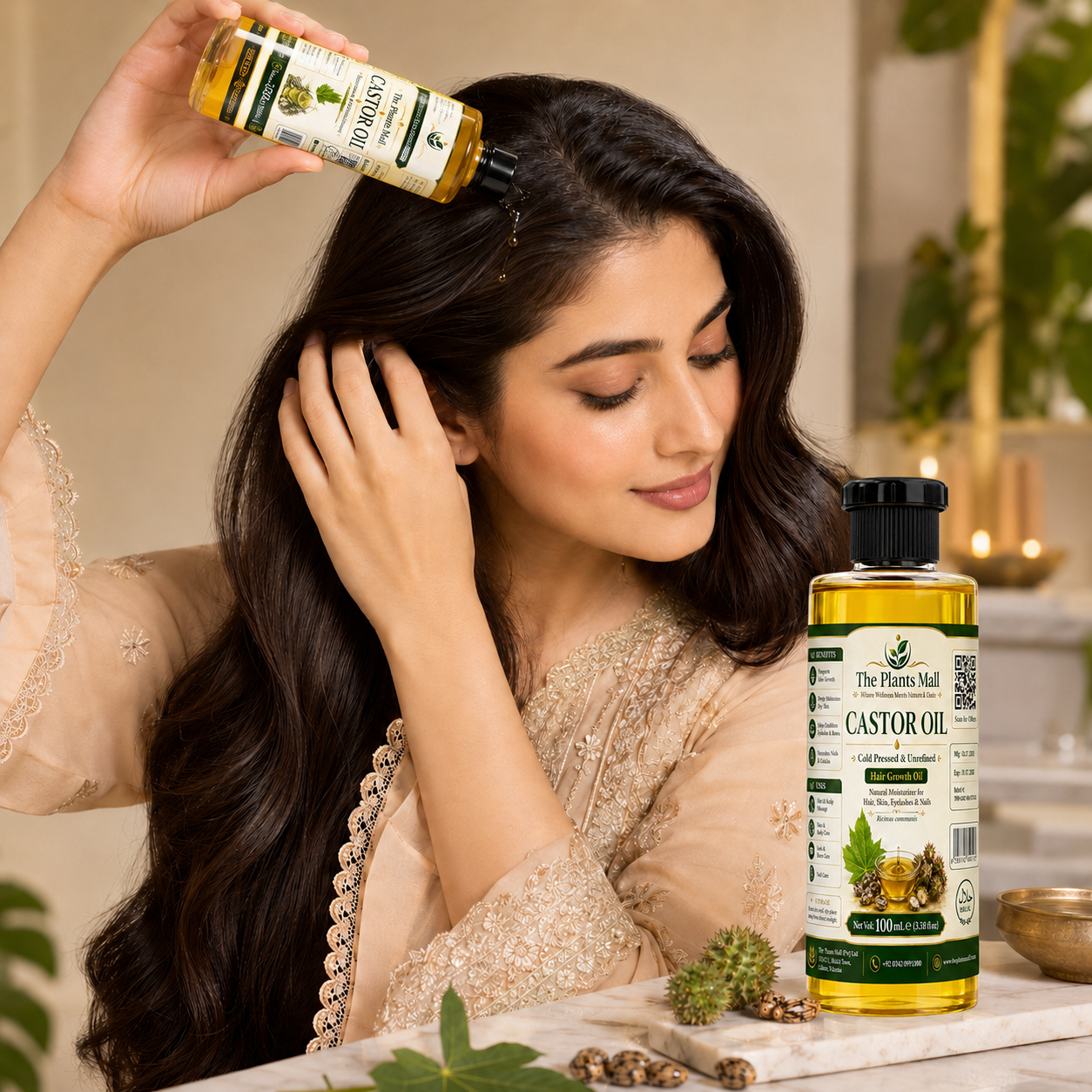 Castor Oil – Cold Pressed, Natural & Unrefined Hair Growth and Skin Care Oil | The Plants Mall