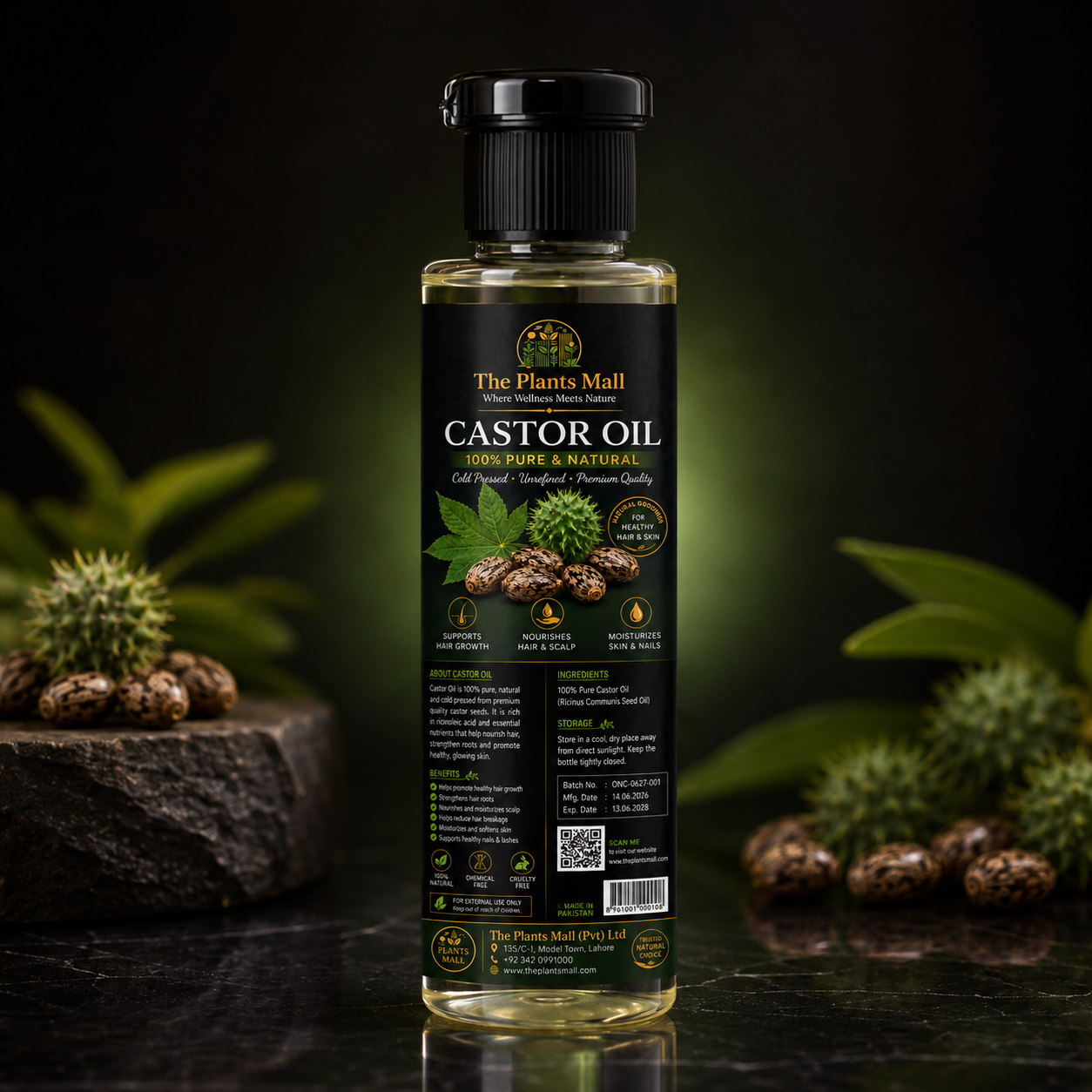 Pure Castor Oil for Hair Growth, Scalp Nourishment and Hair Root Strengthening