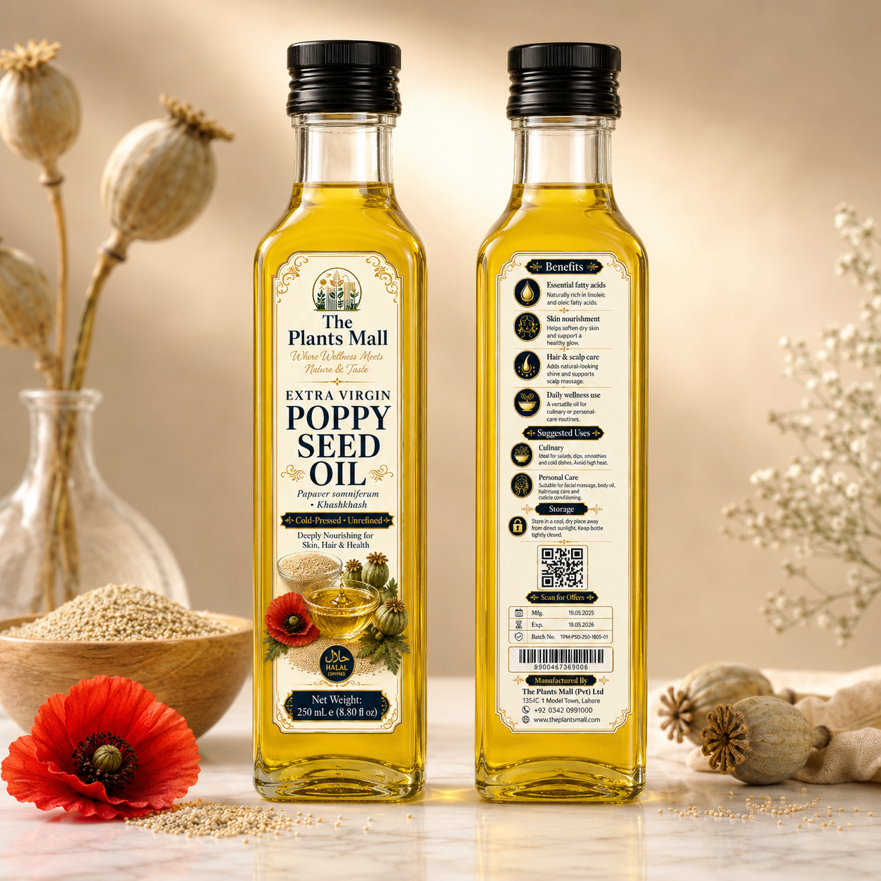 Pure Virgin Poppy Seed Oil | Cold-Pressed